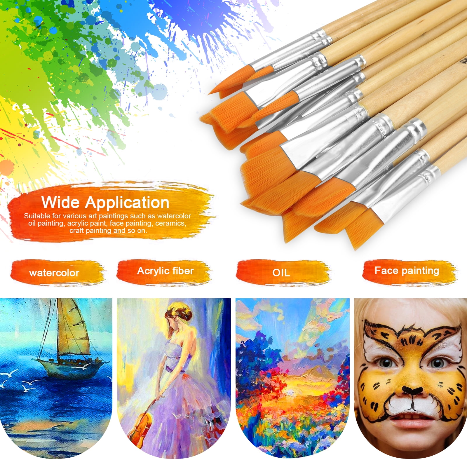 Meterk 13pcs Professional Paint Brushes Set Nylon Hair Wooden Handle Artist  Paintbrushes for Children Adults Beginners for Acrylic Oil Watercolor  Gouache Nail Body Face Detail Miniature Art Crafts 
