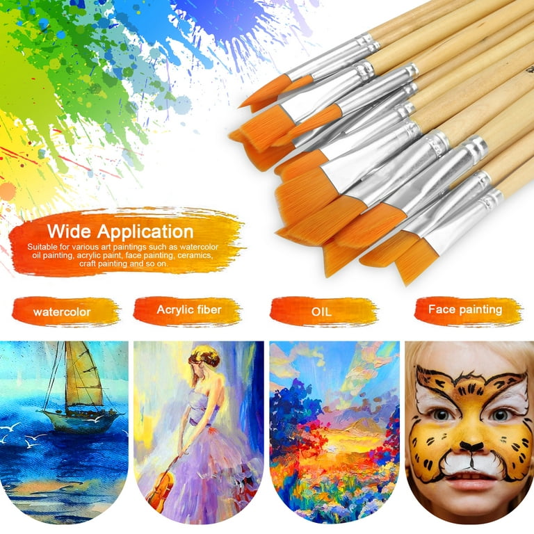 Acrylic Paint Brush Set, TSV 24 Pcs Nylon Hair Brushes for All Purpose Oil  Watercolor Painting Miniature Detail Painting Artist Professional Painting 