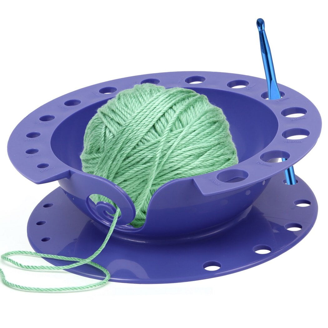Yarn Wool Ball Bowl, Large Knitting Bowl Holder with Crochet Hook Holes, Knitting Accessories