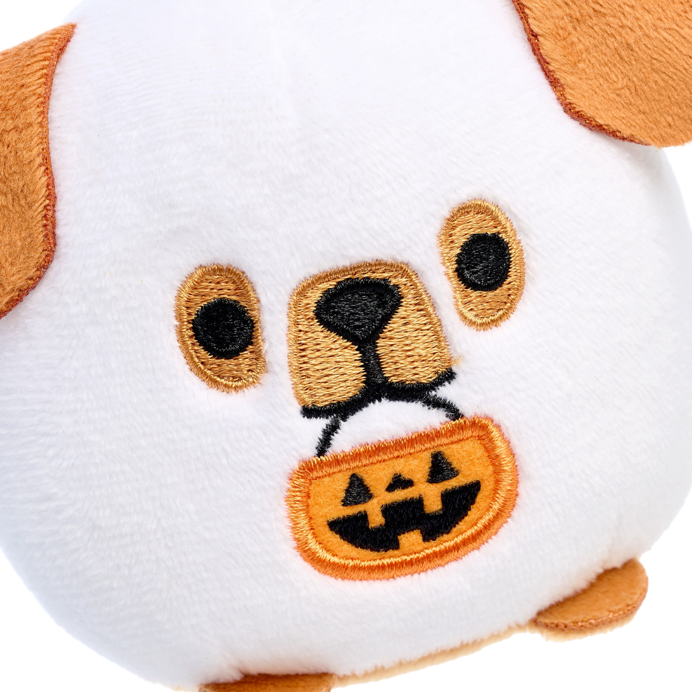 American Greetings Halloween Plush Keychain, Ghost Puppy with Jack-O'-Lantern