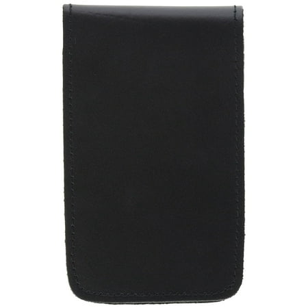 Refillable Notepad Holder - LEATHER POCKET 3X5 MEMO BOOK COVER NOTE PAD HOLDER - PLAIN, COLOR: BLACK By HWC