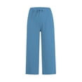 thumbnail image 4 of ABATAB Capri Pants for Women Wide Leg Casual Beach Capris Cotton Linen Summer Lounge Travel Cropped Trousers with Pockets, 4 of 7