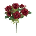 thumbnail image 2 of Luxcidy 7Heads 12 Inch Artificial Rose Bouquet, Silk Roses Flowers Bunches, Fake Roses for Wedding Bridal Home Office Garden Parties Decor (Red), 2 of 6