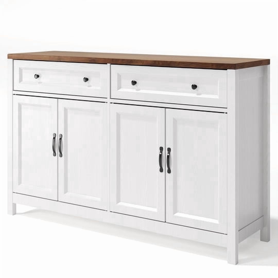 Aiho Storage Cabinet with Drawers, Kitchen Freestanding Floor Cabinet with Doors, 15.7 x 55.1 x 35.3 Inches, Adjustable Shelf, for Kitchen, Living Room, Kitchen- Retro Desktop