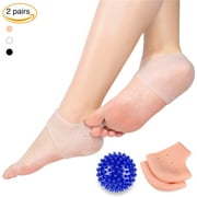 Durable Soft Foot Pad Support, Reusable Comfort Heel Sleeves, Elastic Foot Heel Care Protector, Foot Cushions, Pain Relief Cushions for Ball of Foot Sport Injury, Heel Cups Pads + Foot Massage Ball