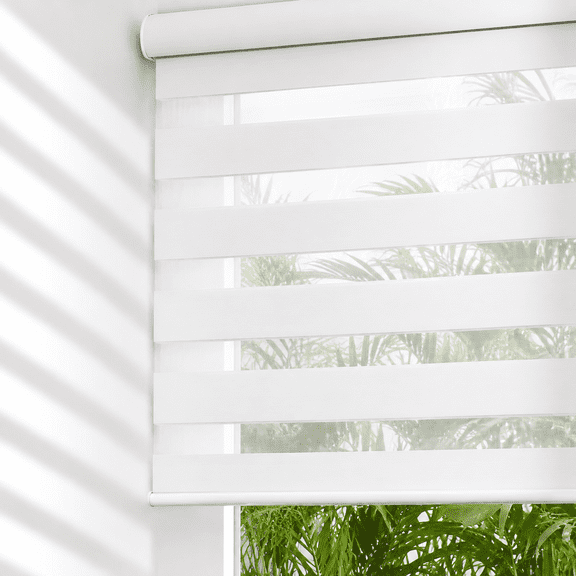 White 15"w X 47"h Cordless Zebra Dual Layer Room Darkening Window Shades