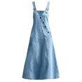 thumbnail image 4 of Womens Dress Women's Collar Button Denim Dress V Neck Sleeveless Loose Fit Casual Long Dress Overalls Solid BU2 S, 4 of 6