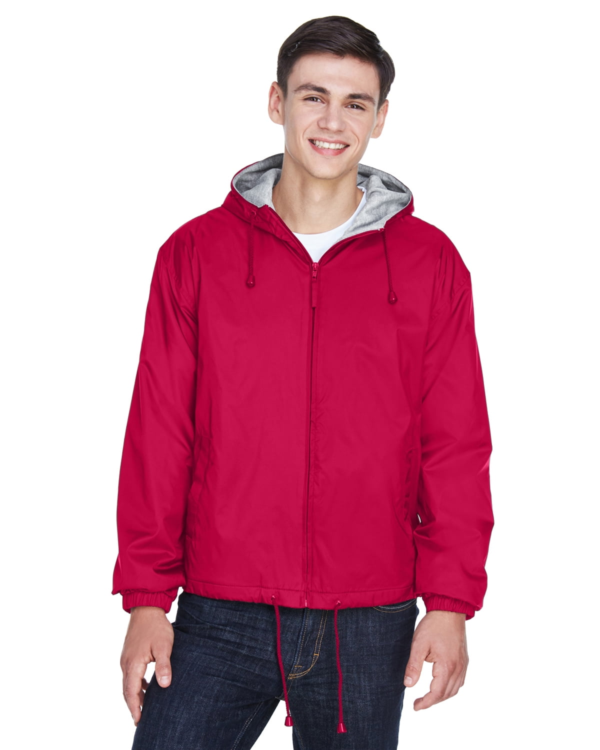 UltraClub - The UltraClub Adult Fleece-Lined Hooded Jacket - RED - XL ...