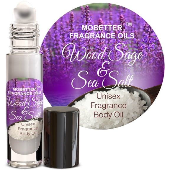 Wood Sage and Sea Salt Fragrance Body Oil (10ml Roll On) by Mobetter Fragrance Oils