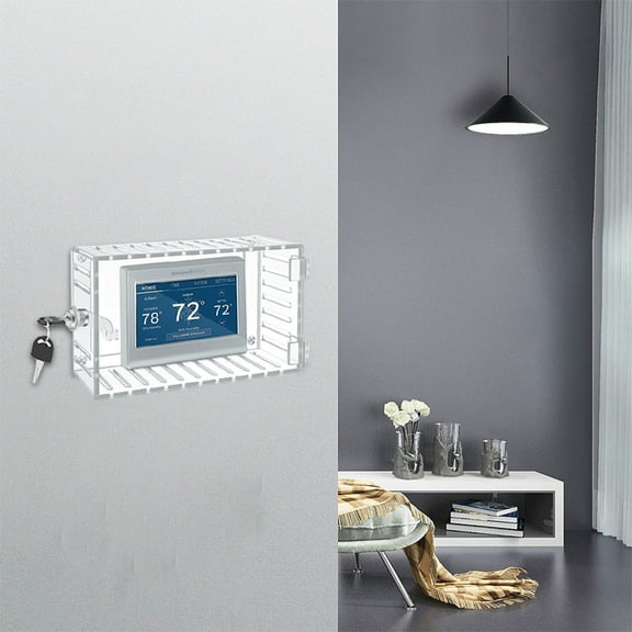 Thermostat Lock Box with Key,Clear Thermostat Lock Box Cover with Key,Thermostat Cover with Lock,Thermostat Guard for Thermostat on Wall 8*4.7IN