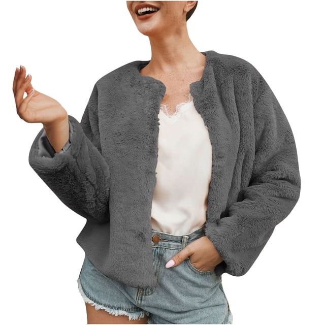 Chaqueta de abrigo de imitación cálida para mujer, chaqueta de invierno con cuello vuelto, ropa de abrigo corta Fridja BV0+2292