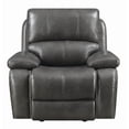 thumbnail image 2 of Benjara BM206585 40 x 43 x 39 in. Leather Upholstered Metal Power Gilding Recliner Sofa, Gray, 2 of 5