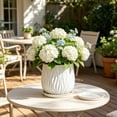 thumbnail image 5 of Modern Ripple Pattern Flower Pot, 7 Inch Plastic Planter with Tray, White Minimalist Pot for Small Plants and Greenery, 5 of 6