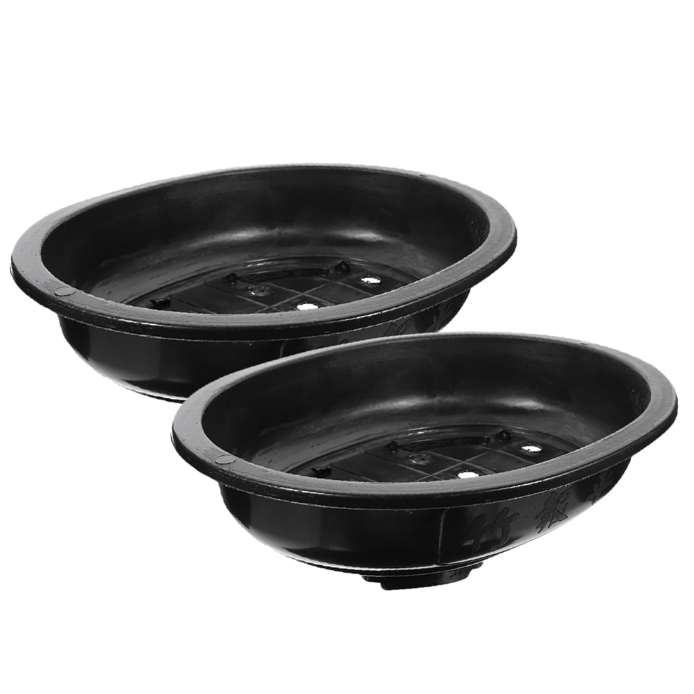 FESTFENDS 2Pcs Large Planter Pot Flower Pot Indoor Black Plastic Breathable Elegant Gardening