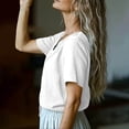 thumbnail image 6 of TGSLY Lace Crochet Trim Placket Tops for Women Notched V Neck Short Sleeve Blouses Loose Fit Dressy Casual Full Button Front Solid Color Tshirts S, 6 of 7