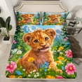 thumbnail image 2 of Manfei Jungle Lions Twin Sheet Set (3-Piece) Colorful Floral Multicolor Luxury Decor For Boys Kids, 2 of 7
