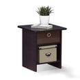 thumbnail image 5 of Furinno 2-10004DWN End Table & Night Stand Storage Shelf with Bin Drawer, Dark Walnut - Set of 2, 5 of 7