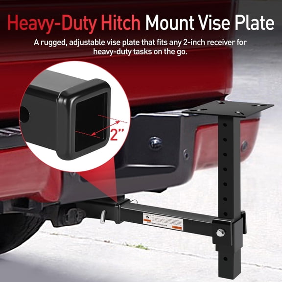 Heavy-Duty Hitch Mount Vise Plate, Adjustable Height, Fit for 2" Received