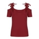 thumbnail image 4 of ICHUANYI Clearance Fashion Women's Summer V-Neck Short Sleeve Lace Casual T-shirt Blouse(Wine, S) ICHUANYI WER2023081207410, 4 of 6