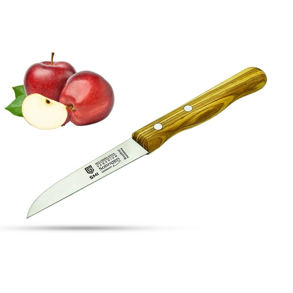 SMI Olive Wood Handle Paring Knife, 3.1-Inch Stainless Steel Blade | German-Made Fruit Knife