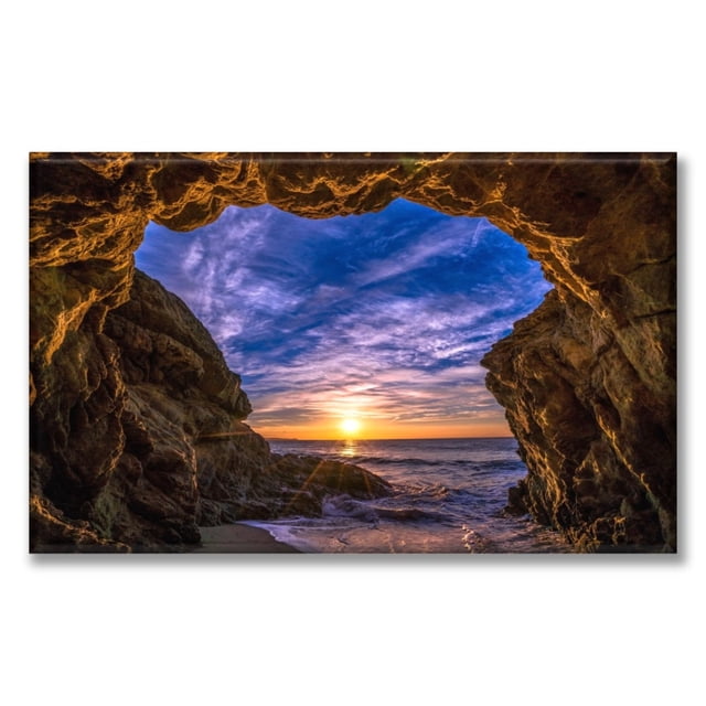 Cuadro Canva Listo Para Colgar Tipo Galería Cueva En La Playa 60X90 cm