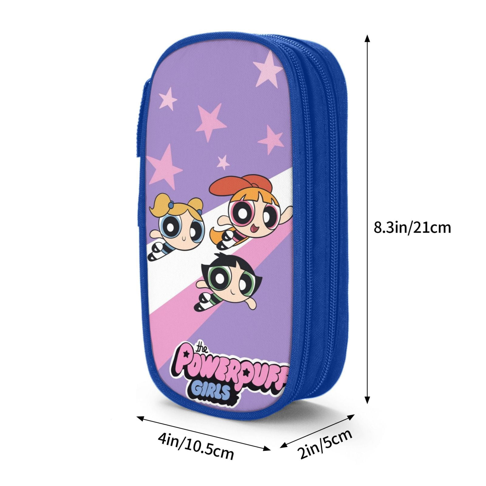 The Powerpuff Gi-rls Pencil Case Large Capacity Pencil Pouch Pen Bag Office Stationery Organizer Travel Makeup Bag Blue