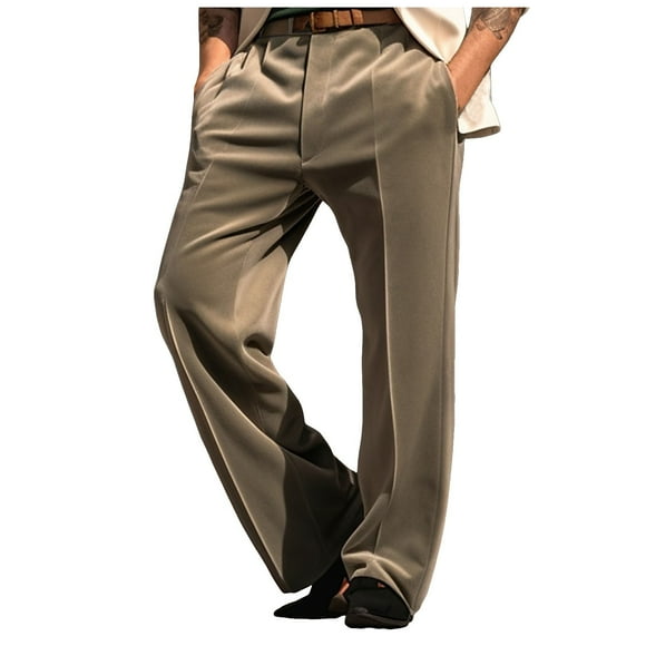 Ediodpoh Mens Dress Pants Trousers Casual Pants Velvet Pants Front Pocket Straight Leg Grid Comfort Business Daily Holiday Velvet Fashion Modern Pant Mens Pants Brown L