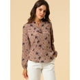 thumbnail image 2 of INSPIRE CHIC Blouse à Manches Longues à Col à Volants avec Nœud Imprimé Floral pour Femmes, 2 of 6