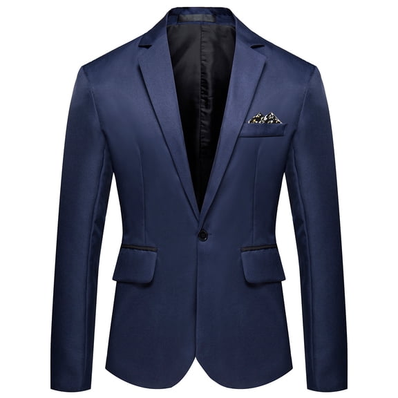 Cloudstyle Men's Slim Fit Single-Breasted Blazer with One Button & Center Vent - Casual Wrinkle-Free Sport Coat for Everyday Wear