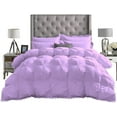 thumbnail image 3 of D.N.G. BEDDINGS Luxurious 3 Piece Pom Pom Pinch Pleated Comforter Set, 800 Thread Count, 100% Egyptian Cotton, White Vintage Pom-Pom Fringe (Super King Size Solid Lilac Color), 3 of 5