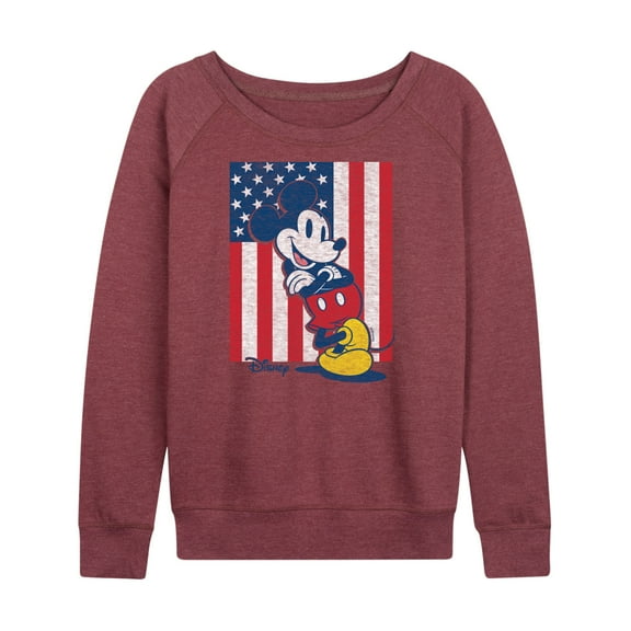 Disney - Americana - Mickey Vertical American Flag - Women's Lightweight French Terry Long Sleeve Shirt