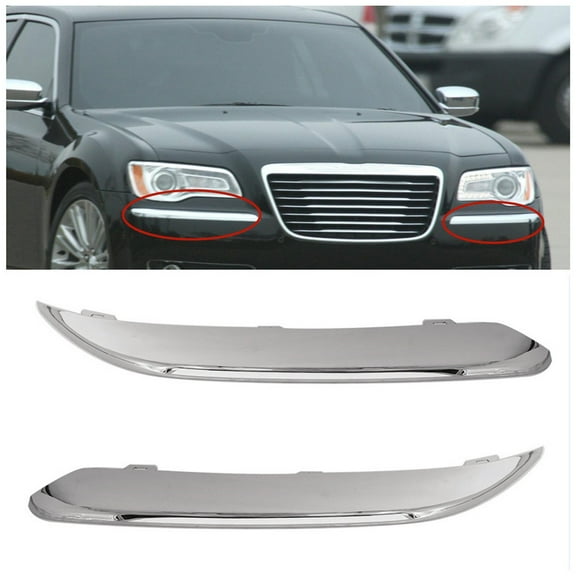 2 Pcs Front Bumper Trim Left-Right Replacement for Chrysler 300 S C 2005-2010 Replaces 4805939AA 4805938AA CH1059127 CH1058127