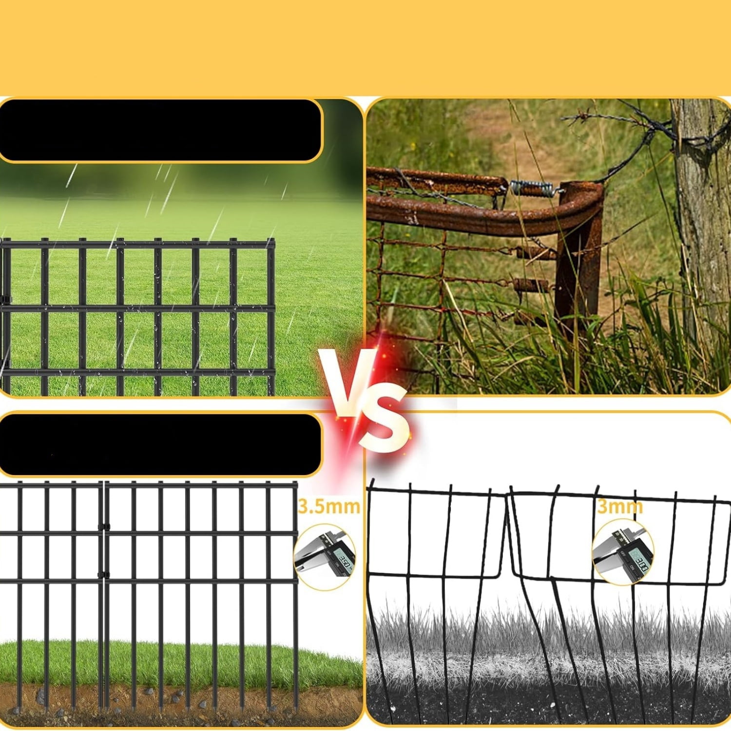 25 Pack Garden Animal Barrier Fence, 17in (H) X 27ft (L) No Dig Fence, Metal Garden Fencing Bordere, Decorative Fencing Panel for Dog Rabbits Ground Stakes Defense and Outdoor Patio