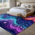 thumbnail image 5 of Neon Style Washable Living Room Rugs 5'x8', Abstract Boho Colorful Flowing Waves Low Pile Throw Large Area Rug Non-Slip Sturdy Edge Binding Carpet for Living Room Kitchen Office, 5 of 9