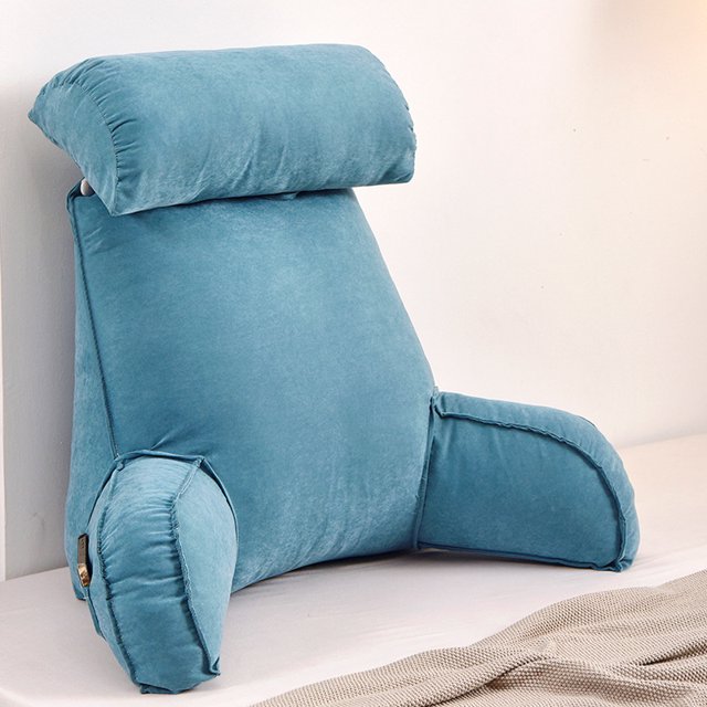 Almohada de lectura de respaldo grande con almohada para brazos y cuello Relleno de algodón perlado, almohada cómoda y de soporte completo para el cabello