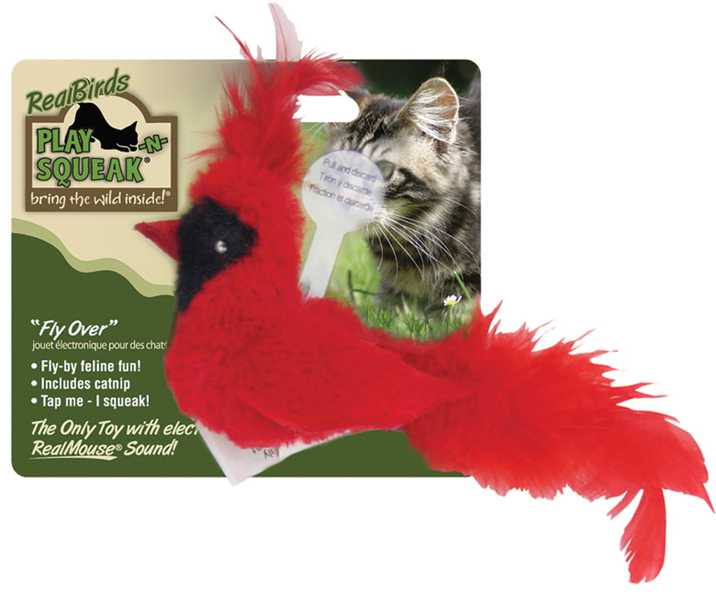 PLAY-N-SQUEAK BACKYARD SQUEAKING CAT TOY Asst Designs Bunny Bird & More! 