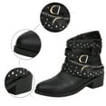 thumbnail image 4 of Black Ankle Boots Women Winter Fashion Leather Buckle Side Zipper Ankle Boots Temperament Boots Black Booties Black 40, 4 of 7