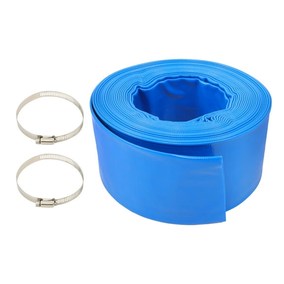 findmall 3" x 50 ft Pool Backwash Hose With 2 Hose Clamps Discharge Hose PVC Lay Flat