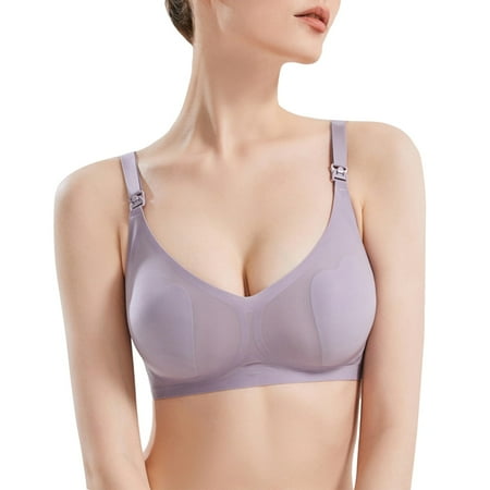 Blphud Bras Women Wireless Sports Bras for Women Women Super Light Plain Color Thin Adjustable Strap Anti Sagging Maternity Nursing Bra Purple 34