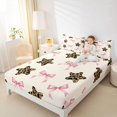 thumbnail image 3 of Manfei Watercolor Pink Bowtie Queen Sheets,Cute Leopard Print Stars Queen Sheet Sets,Beige Pink,4-Piece,1 Flat Sheet,1 Fitted Sheet and 2 Pillowcases, 3 of 6