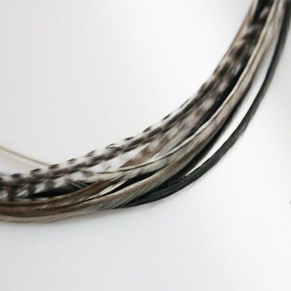 Seven Feathers 7-10 Beautiful (Thin & Long) Salt & Pepper Remix Feathers for Hair Extension