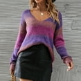 thumbnail image 4 of Fesfesfes Women Sweaters Casual Toose Long Sleeve Pulloper Sweater Gradiant Printed Sweater Plus Size $10, 4 of 8