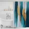thumbnail image 4 of Abstract Teal Gold Waterproof Fabric Shower Curtain,Green White Wall Art Textured Waterproof Fabric Shower Curtain for Bathroom Curtains Bathtubs Hotel Shower Curtains with 12 Hooks Stall 48x72in, 4 of 8