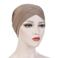 thumbnail image 1 of Women Solid India Hat Muslim Ruffle Cancer Chemo Beanie Turban Wrap Scarf Cap, 1 of 2