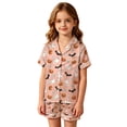 thumbnail image 3 of Toddler Halloween Pajamas, Girls Pajama Set Short Sleeve Button Down Silky Satin Boys Girls PJS Kids Sleepwear Soft Summer Nightwear Loungewear Set Halloween Gifts for 9 Months - 13 Years Kids, 3 of 5