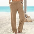 thumbnail image 2 of Pantalones boho palazzo de mujer, cintura alta, pierna ancha, estampado floral, estilo informal de verano con bolsillos, tallas S-XXL, 2 of 5