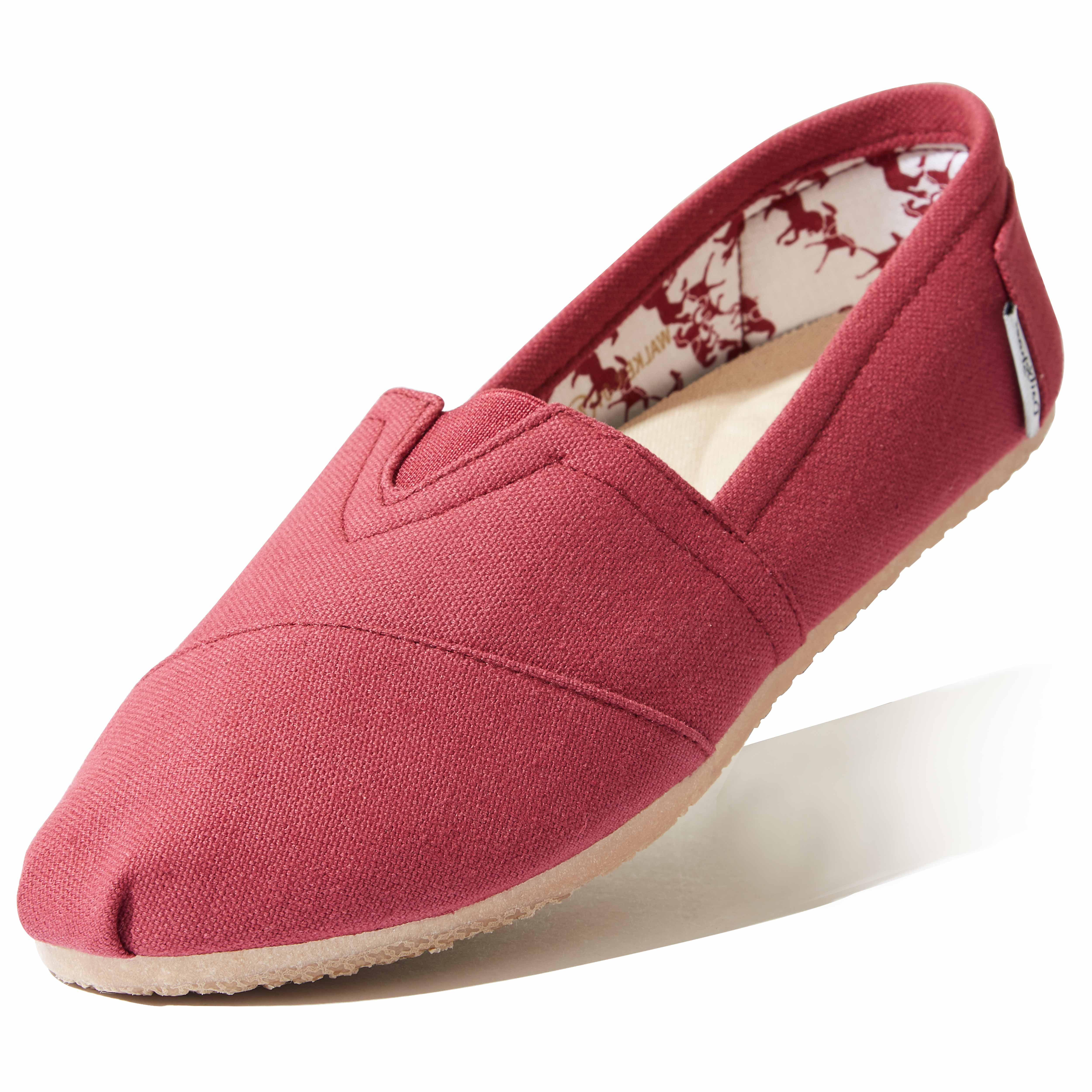 Women's Super Cute Canvas Flat Slip On Loafer Ballerina Red Shoes One Line 