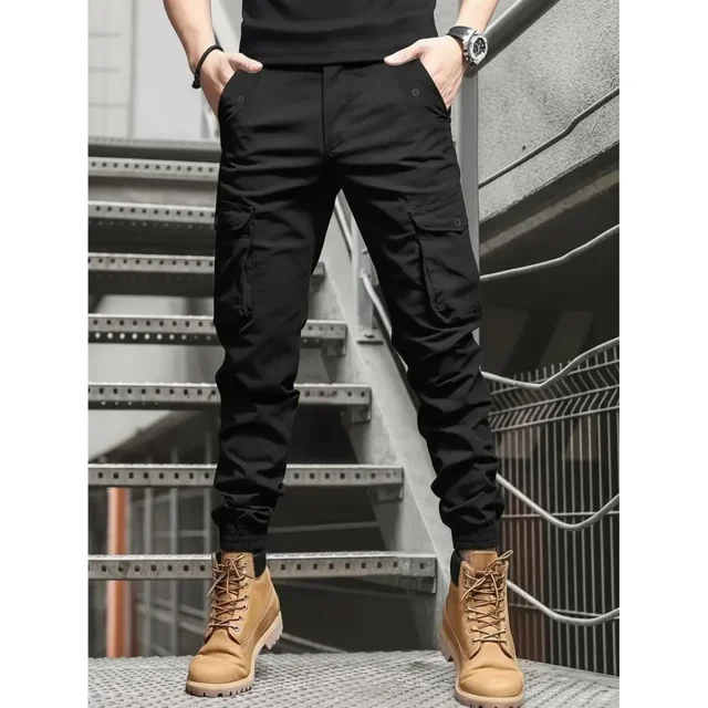 Pantalones Cargo Para Hombre Joggers Elegantes E Informales,Negro,M(32)