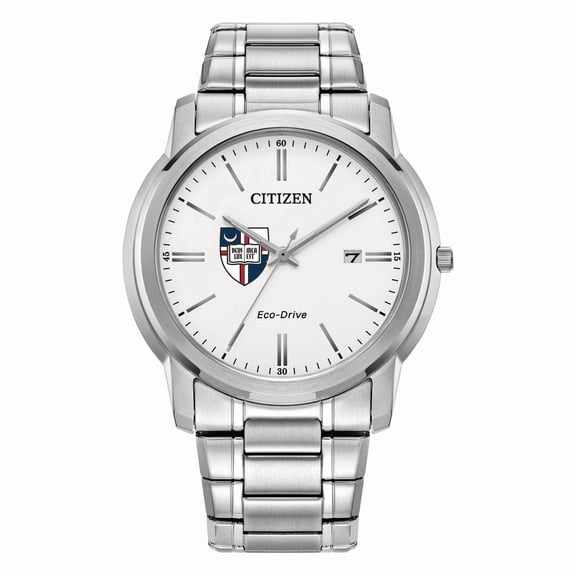 Men's Citizen Watch Silver Catholic University Cardinals Eco-Drive White Dial Stainless Steel Watch