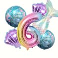 thumbnail image 1 of 6-Piece Mermaid Foil Balloon Set with Numbers 0-9 for Ocean Birthday Decor, 1 of 10